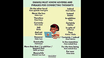 Swahili Must Know Adverbs And Phrases For Connecting Thoughts 