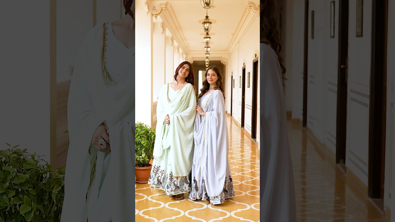 Pastel Pistachio Green Embroidered Suit – Anarkali Cut with Peacock Border