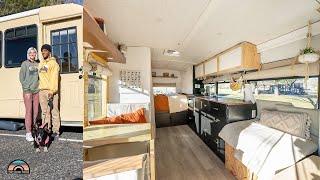 Young Couple's DIY Shuttle Bus Tiny Home  Learning Skills ='s Freedom