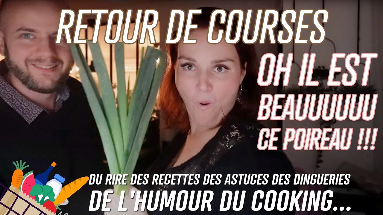 [. RETOUR DE COURSES .] 😍 Oh il est beauuuu ce poireau !! Doudou claque des doigts #famillenombreuse