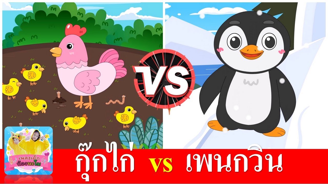 เพลงเด็ก กุีกไก่ vs เพนกวิน | สื่อการเรียนรู้ เรื่องสัตว์
