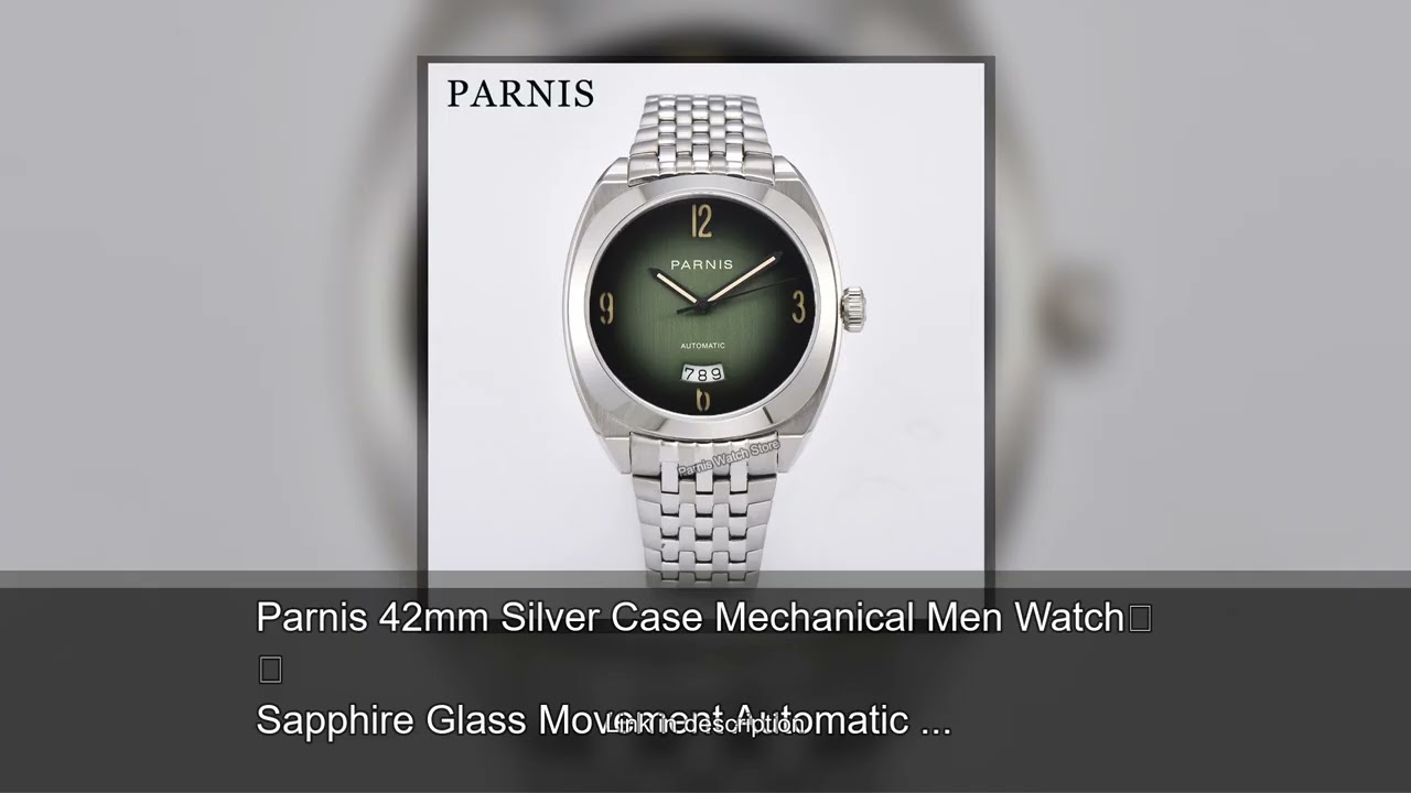 Parnis 42mm Silver Case Mechanical Men Watch Sapphire Glass Movement Automatic Men Wristwatch