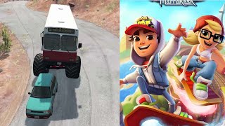 Subway Surfer Run Gold || Modify Big Tires Bus Crashes Fun || Android Play || Mobile Play