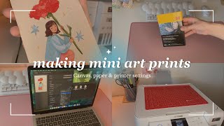 How I make mini art prints (4x6 inches) at home ✨ canvas sizes, paper types & printer settings