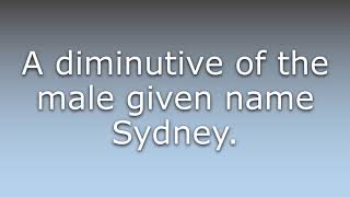 What does Syd mean?