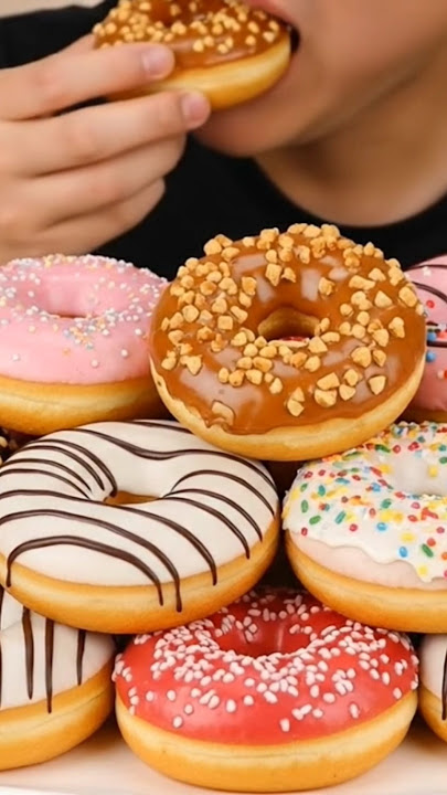 Beautiful donut eating 🍩🍭🍫🍰🍥🥢