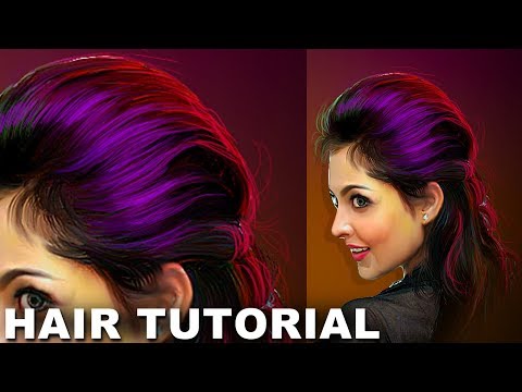 Hair drawing DIGITAL ART technique full hair tutorial Photoshop