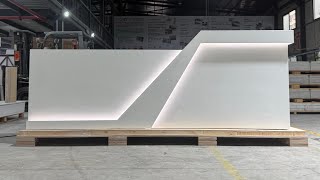 Pure White Corian Solid Surface Reception Desk Counters for Hotel With LED Net Worth