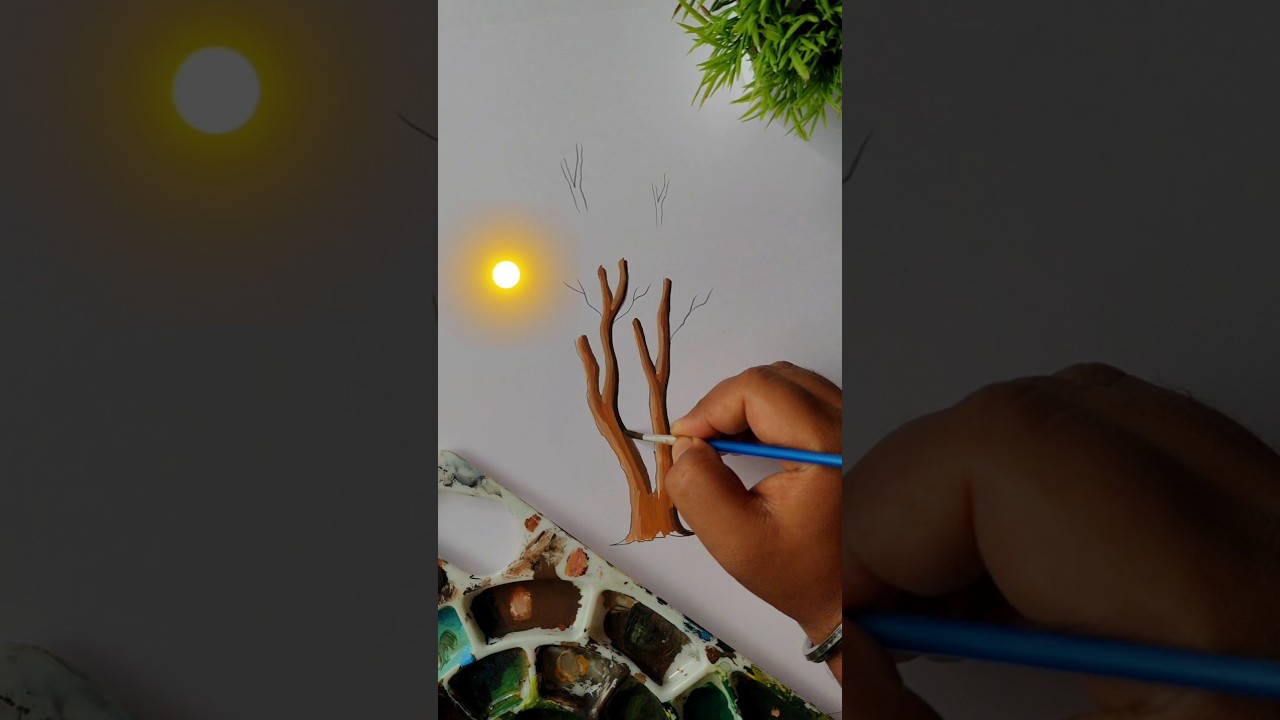 🤯How To Draw Tree Body | How to draw Tree | poster colour tutorial day-10 