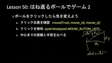 だれでもPython入門編 050回:  はね返るボールでゲーム 2