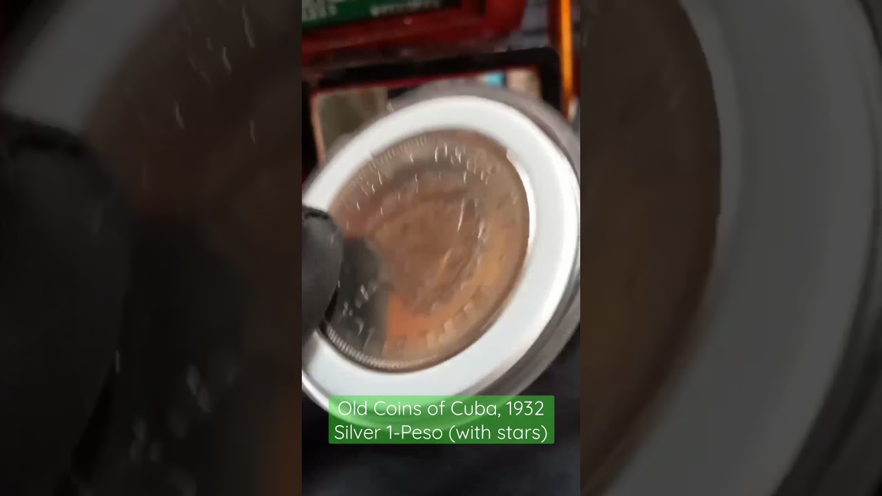 Old Coins of Cuba, 1932 Silver 1-Peso (with stars) 
