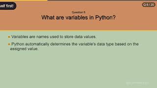 Top 20 Python Interview Questions for Freshers | Campus Placement Preparation 1
