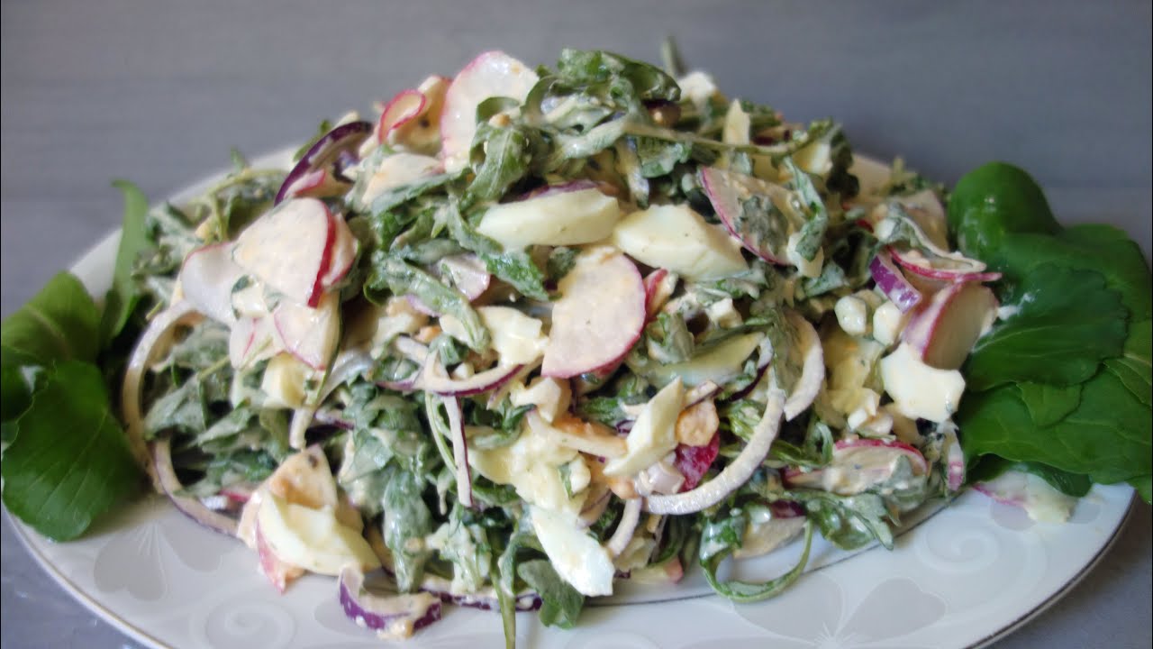 Легкий салат из рукколы. Простой рецепт салата из рукколы. Быстрый салат для барбекю или на ужин.