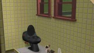 Cat Going Pee On The Toilet- Sims 2 Pets