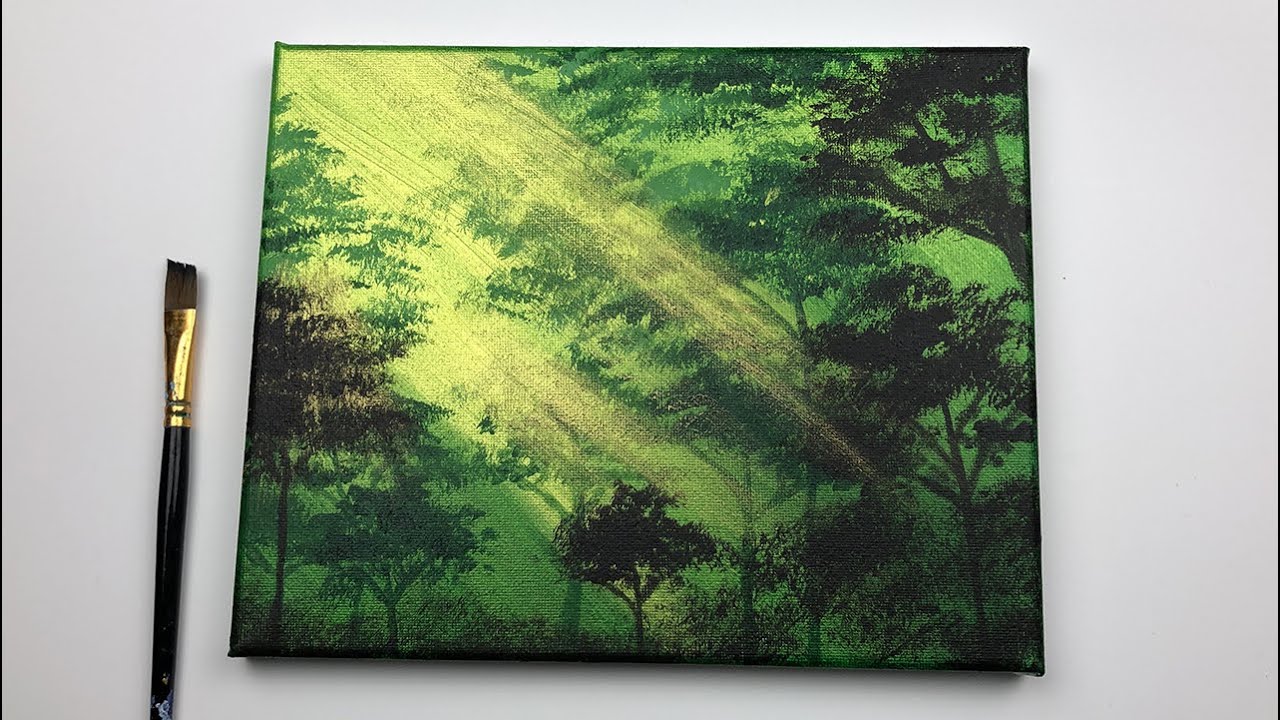 Acrylic Painting For Beginners Easy  Simple Forest Acrylic Painting on  Canvas 