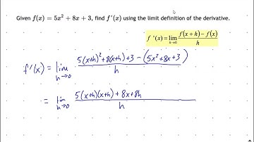 Calculating the derivative of a quadratic function using the limit definition