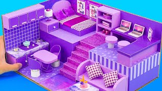 DIY Miniature House #43 Build Purple Bedroom, Kitchen and Living Room for Two From Cardboard screenshot 4