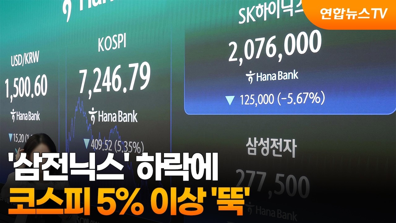 '삼전닉스' 하락에…코스피 5% 이상 '뚝' / 연합뉴스TV (YonhapnewsTV)