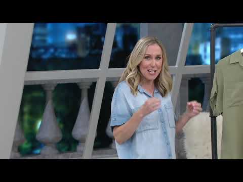 Side Stitch Tencera Button Front Short-Sleeve Top on QVC