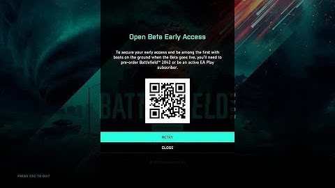QUICK FIX BATTLEFIELD 2042 BETA - QR CODE ERROR - PRE ORDER