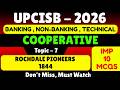 Rochdale Pioneers 1844 MCQS | UPCSIB 2026 | UP Cooperative MCQ PDF Notes | UP Banking PDF Notes 2026