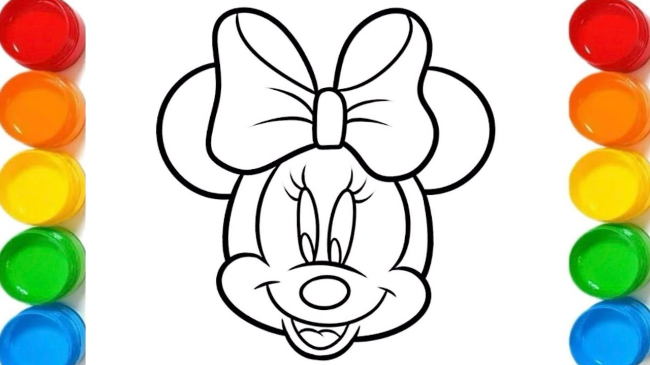 Drawing Coloring Cute Minnie Mouse with Glittery Bow|Easy Step by Step Minnie Mouse Drawing|Kids ...