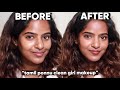 Tamil ponnus clean girl makeup on dusky brown skin