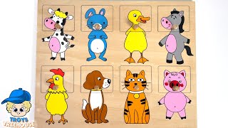 Learn Farm Animal Shapes Puzzle | Toy Learning Video for Kids!