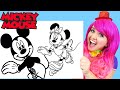 How To Color Mickey & Minnie Mouse | Markers & Crayons