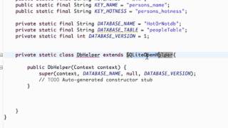 Android Application Development Tutorial - 113 - SQLite class implementing SQLiteOpenHelper screenshot 3
