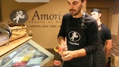 Making an Amorino all nature gelato flower cone at Sawall's 