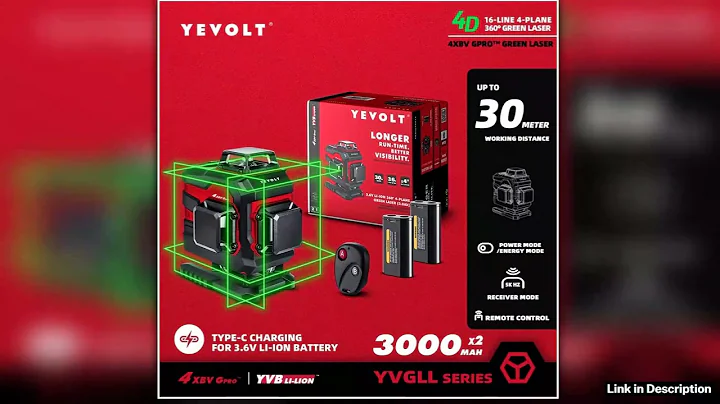 YEVOLT YVGLL4XS16DP 4Plane Green Laser Level 4D 16 Lines with All Day Work SelfLeveling Measuring H