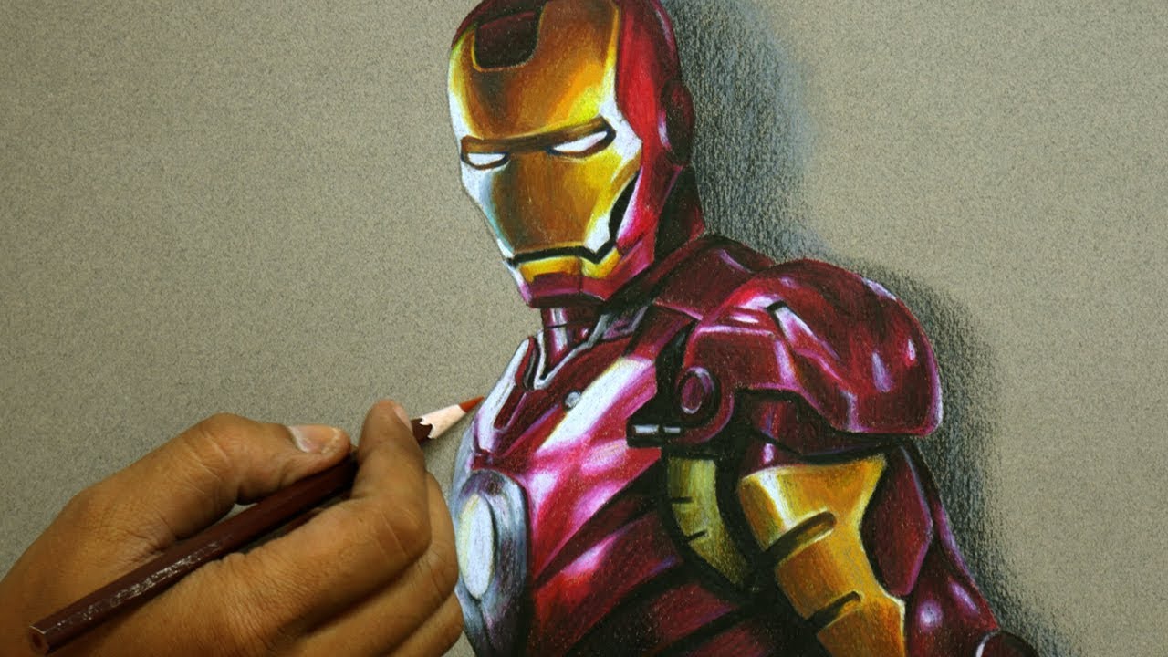 iron man color pencil drawing by andrea  Image
