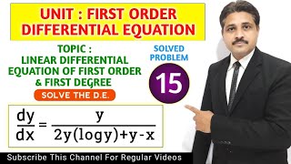 FIRST ORDER DIFFERENTIAL EQUATION | LINEAR DIFFERENTIAL EQUATION WITH CONSTANT COEFFICIENT LECTURE15