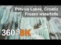 360°, Plitvice Lakes in Winter, Croatia. Teaser. 8K aerial video