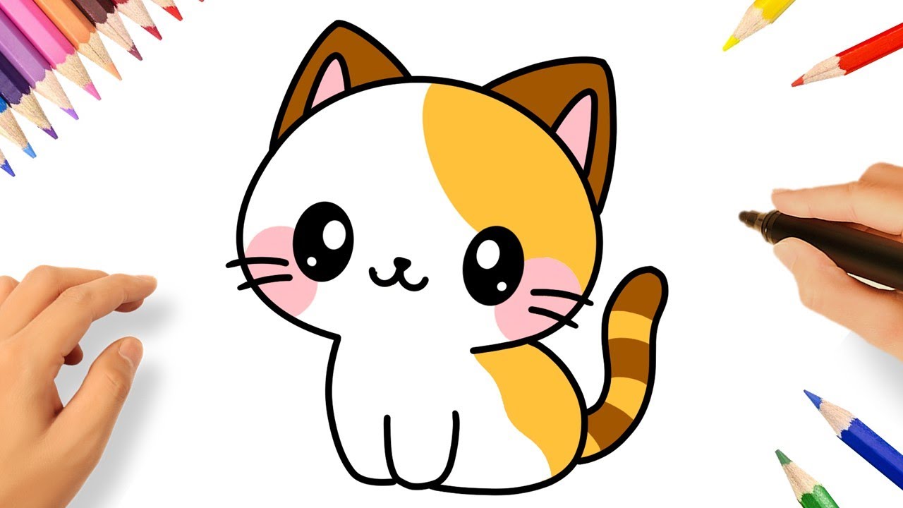 HOW TO DRAW A CUTE KAWAII CAT EASY 😻🐈