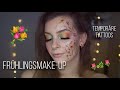 Frhlingsmakeup look mit temporren blumentattoos  tasminique