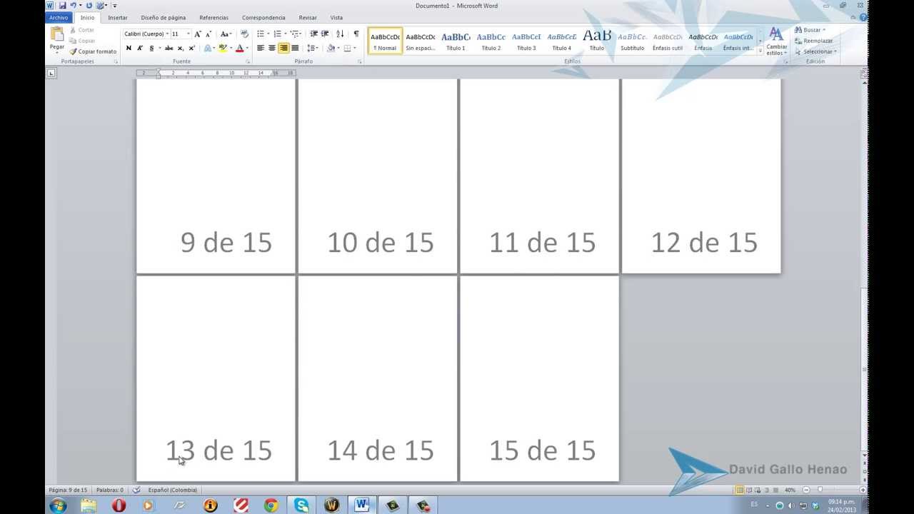 Num X de Y Word 2007-Office 365