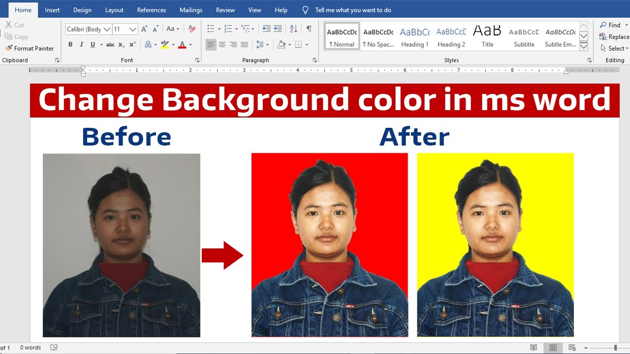 Remove Image Background and Change Color in Microsoft Word any Version || -  YouTube