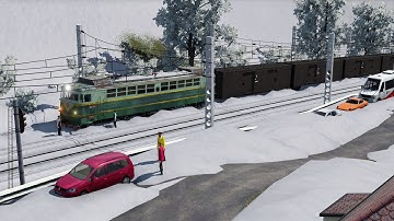 Transport Fever2 video_a:  Cargo train driving into the mountains (1:5 Megalomaniac map)