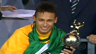 Young Neymar First Trophy with Brazil