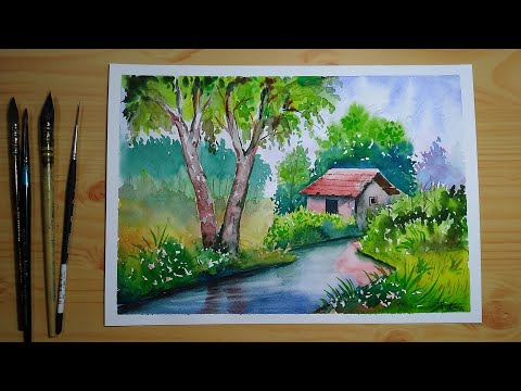 Tutorial: Watercolor Landscape Painting of River Reflections