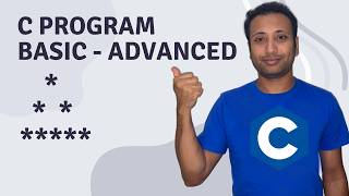 C Program English Tutorial 105 : Pattern | hollow pyramid