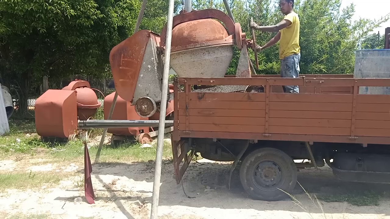Mixer concrete manual Terengganu, Malaysia. - YouTube