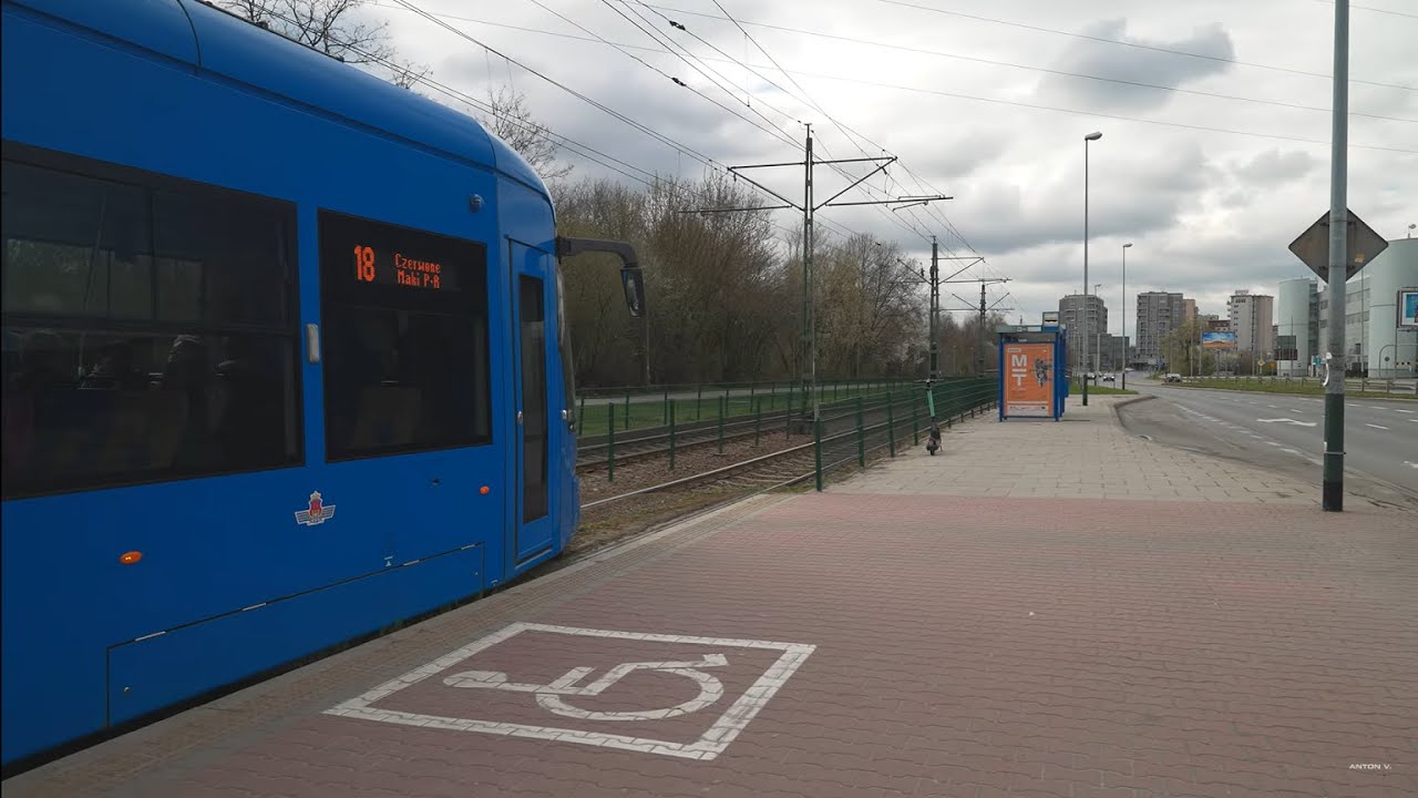 Poland, Kraków, tram 18 ride from Pędzichów to Kobierzyńska