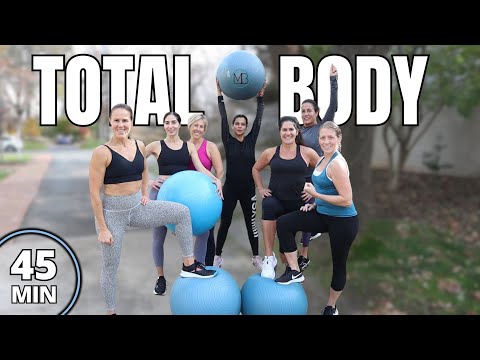 Total Body Stability Ball Tone & Sculpt Workout |  at Home 45 MIN | Core and More