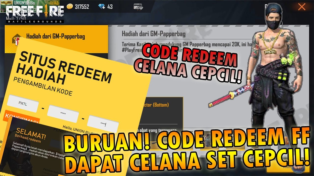 BURUAN CLAIM Code Redeem CELANA CEPCIL Resmi Dari Garena Free Fire YouTube