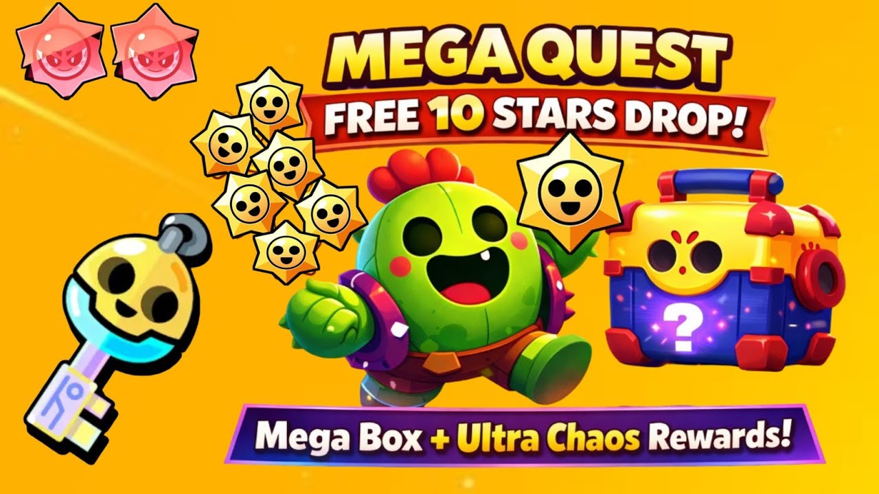 Brawl Stars Mega Quest 🔥 Бесплатные 10 звёзд + Мега-бокс + Ультра-хаос 😱 | Невероятные бесплатные...