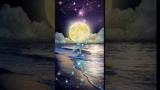 Moon, sea and golden stars Animated