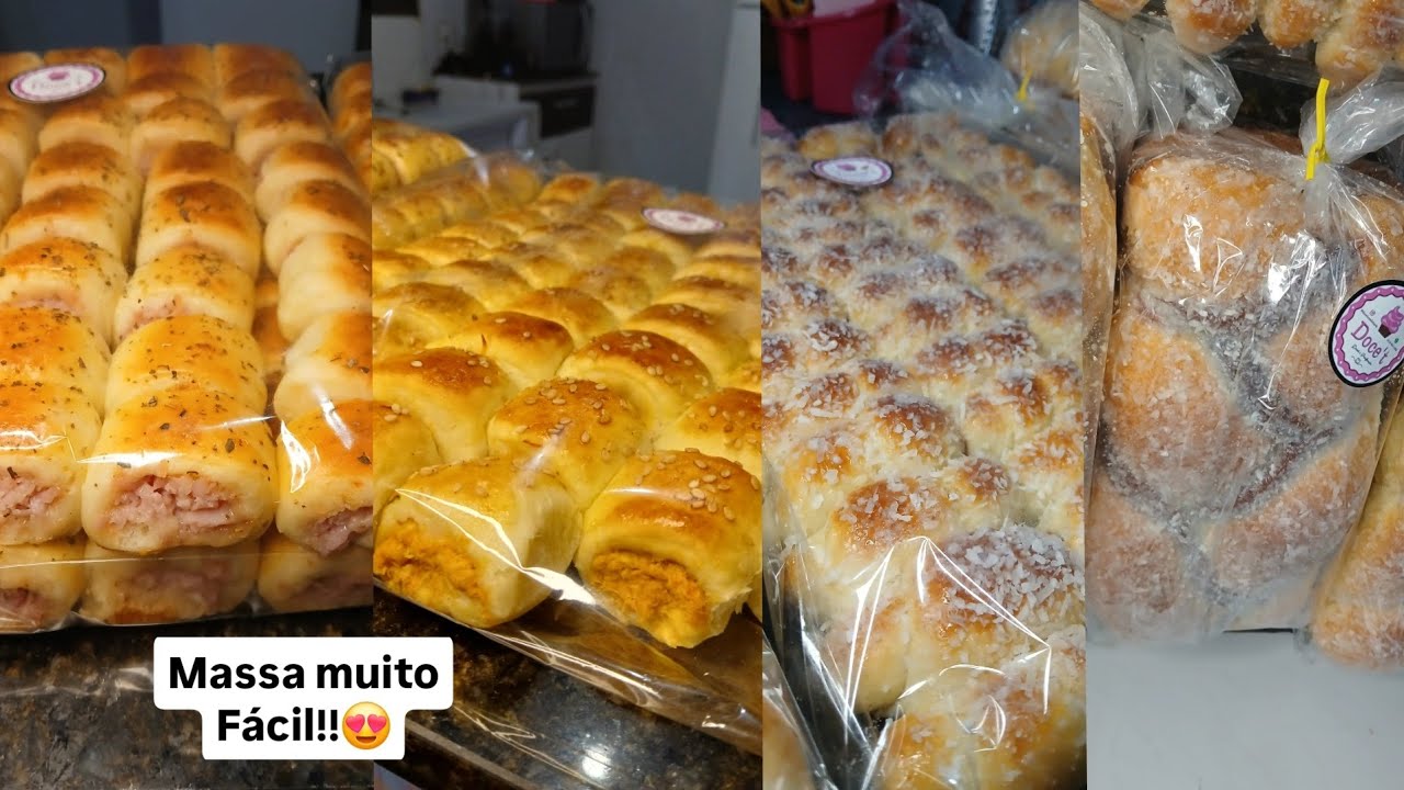 400 SALGADOS ASSADOS + ROSCAS. ENCOMENDA! Massa de pão fácil.